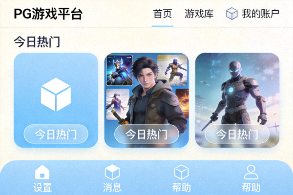 PG平台游戏用户界面展示，体现其简洁直观的设计风格