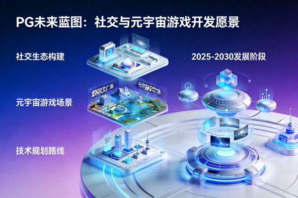 PG未来蓝图概念图，展示社交与元宇宙游戏开发的愿景和规划