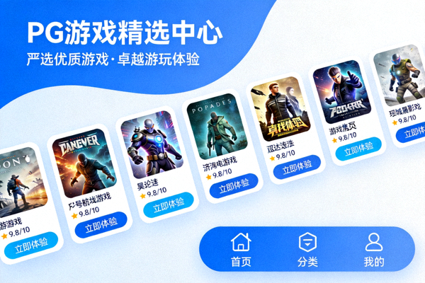 PG游戏精选中心展示严选优质游戏与卓越游玩体验界面